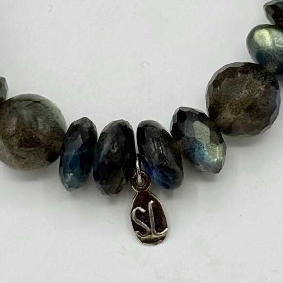 Sheryl Lowe 10mm Beaded Labradorite Bracelet with Diamond Rondelles w/ pouch - Picture 4 of 5